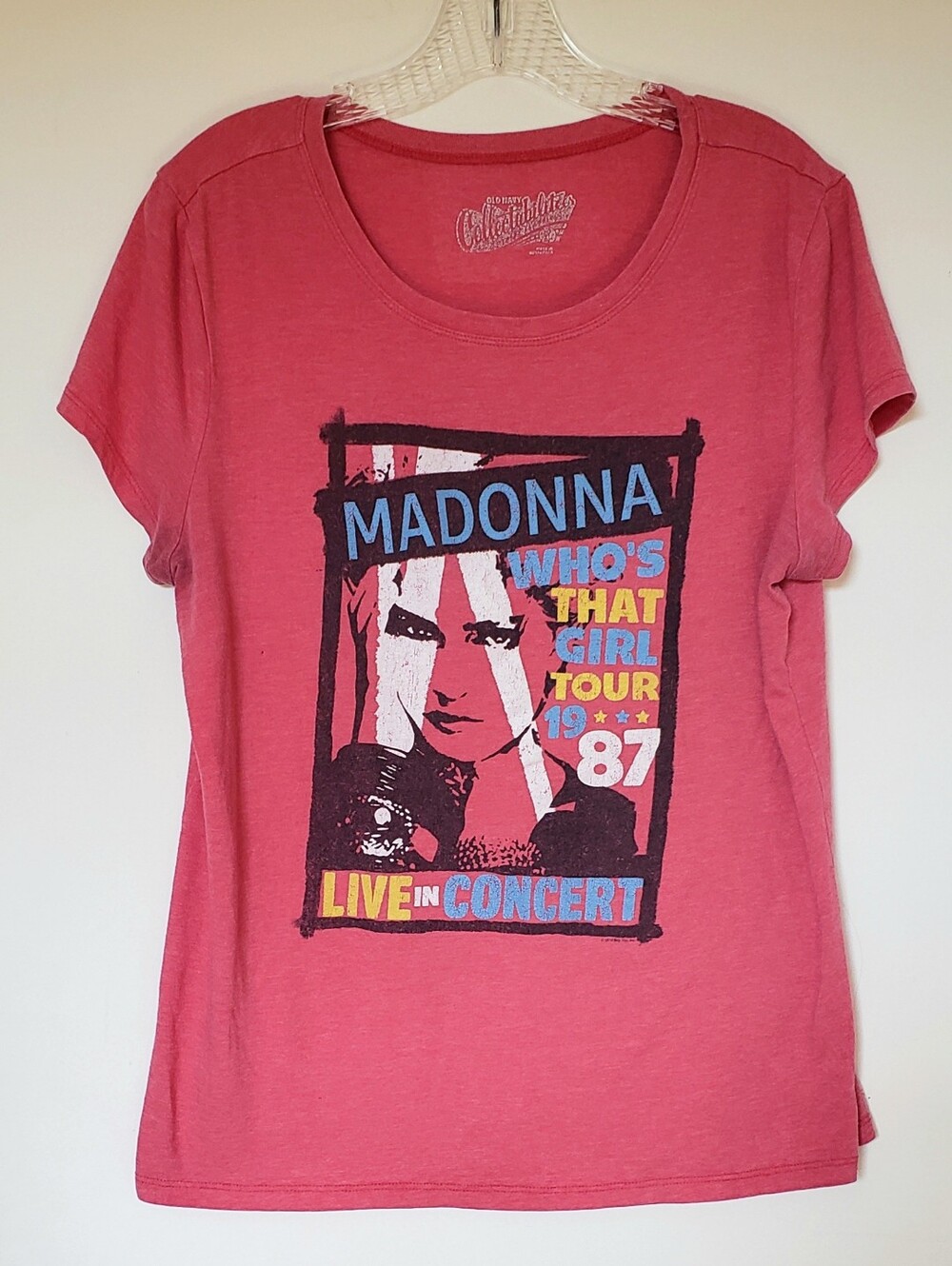 Vintage Repro Madonna 1987 Who's That Girl Tee shirt Pink